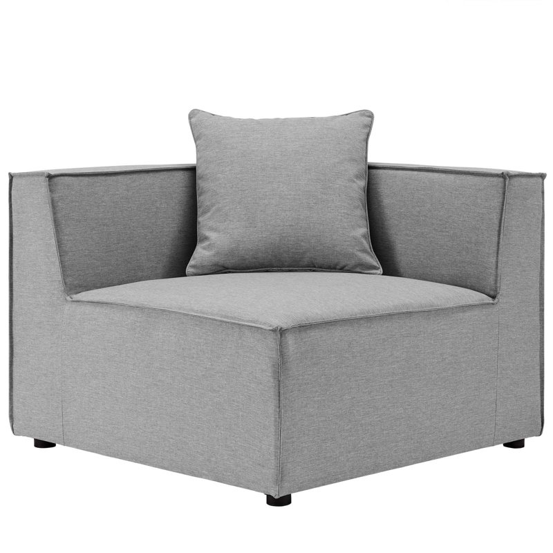 Fauteuil d'angle rembourré de patio Saybrook, gris