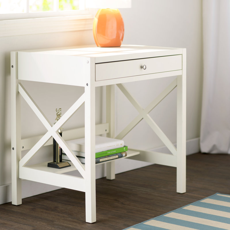 Derrik Solid Wood Writing Desk, Antique White