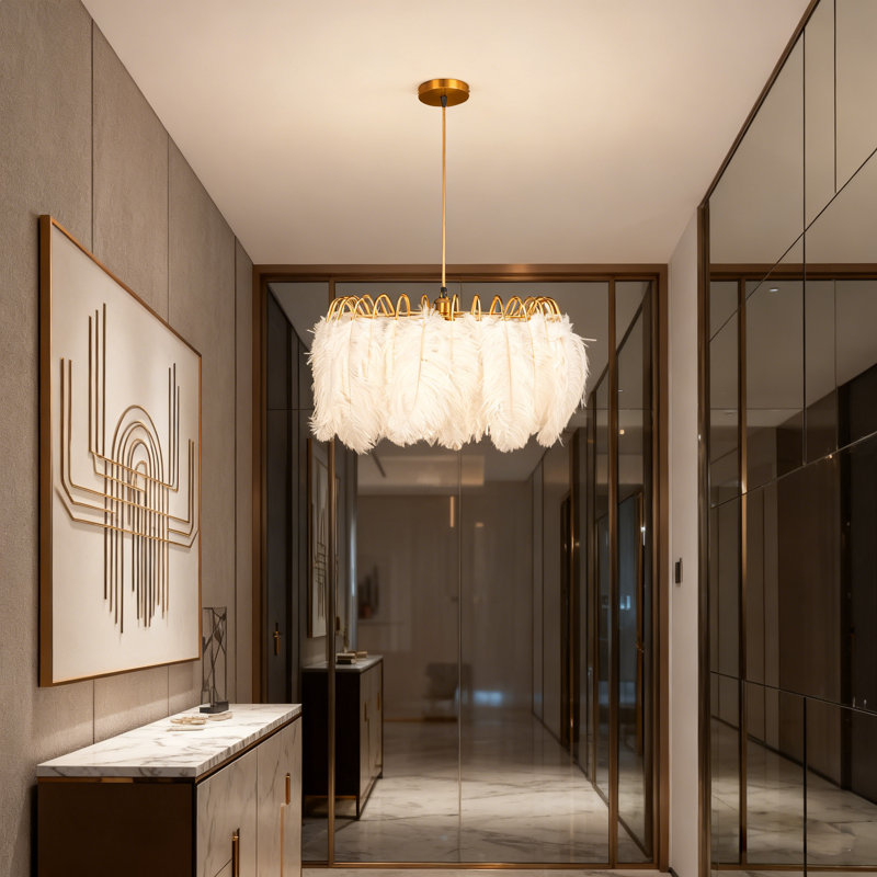 20.9-inch Dimmable Feather Chandelier With Bulb