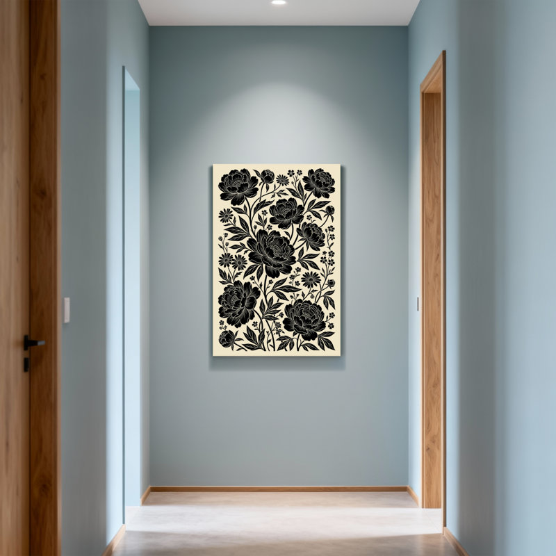 Motif floral de plantes et de fleurs sur fond, H 18 po x l 12 po
