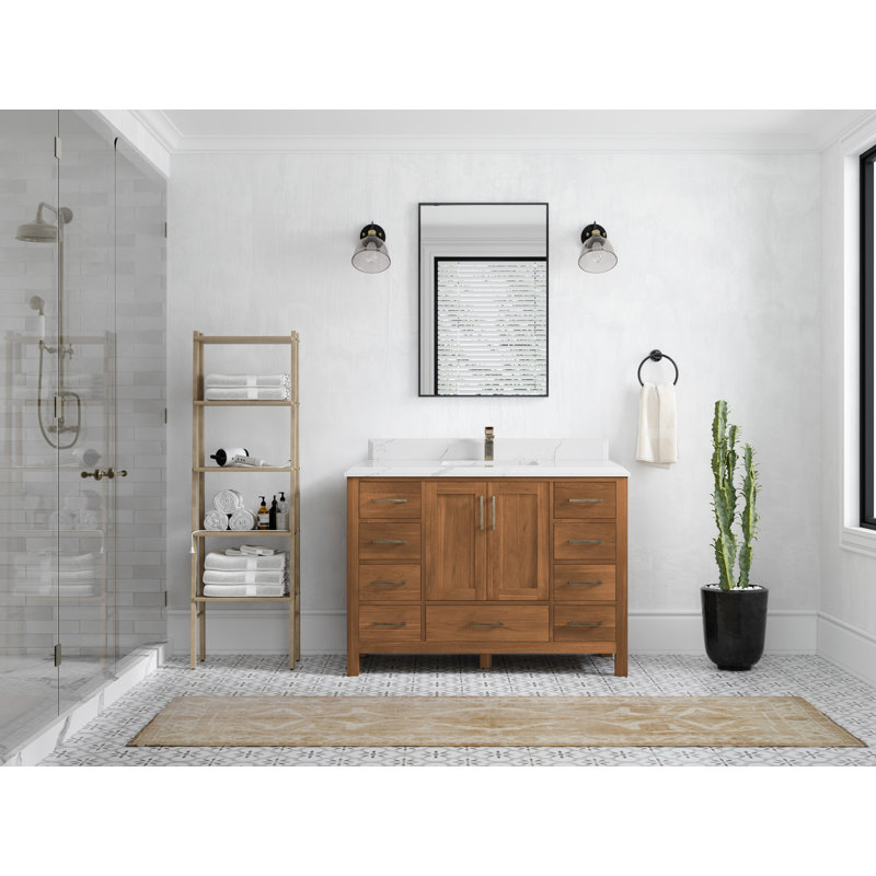 Malibu 48'' Single Bathroom Vanity with Quartz Top, Calacatta Laza