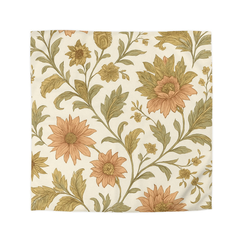 Microfiber Duvet Cover Boho Style, Design 59, Queen Duvet Cover, White