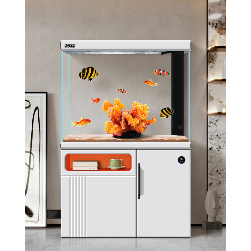 Aquarium intelligent en verre ultra transparent écologique, 39,63 gallons (H 59,06 po x l 31,5 po x P 14,17 po, Blanc