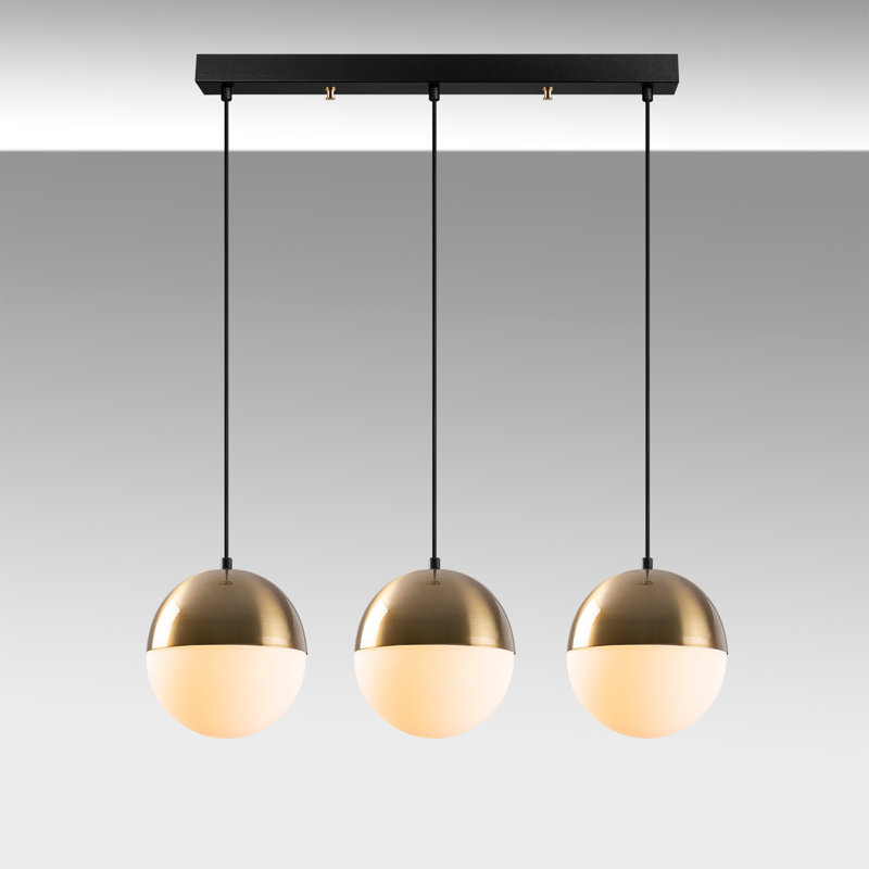 Witte 3 - Light Black Kitchen Island Pendant, Copper/White