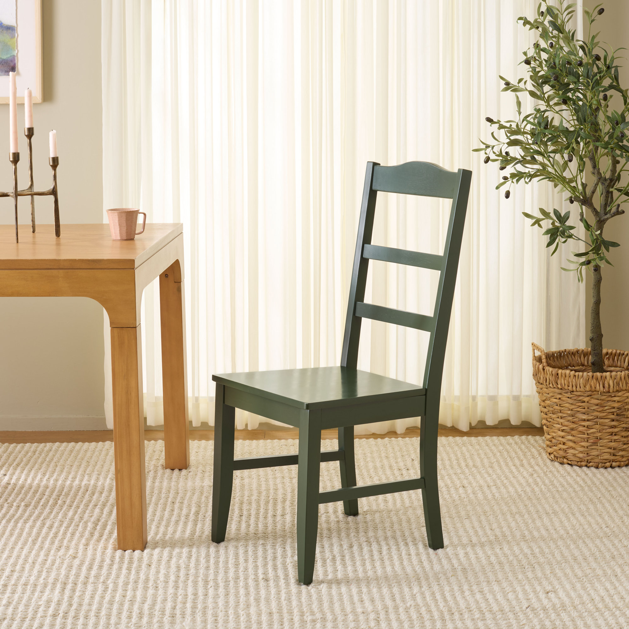 Ray Ladder Back Side Chair, Dark Green