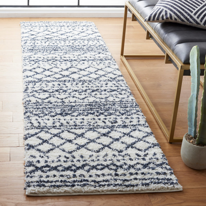 Develin Performance Chevron Rug, Runner 2'3" x 8', Ivory/Slate