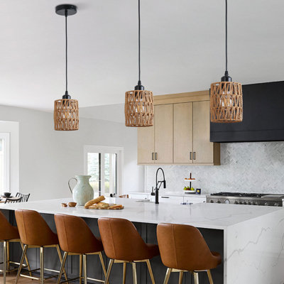 3Pcs Woven Pendant Lights Ceiling Light Fixture Chandeliers For Dining Room