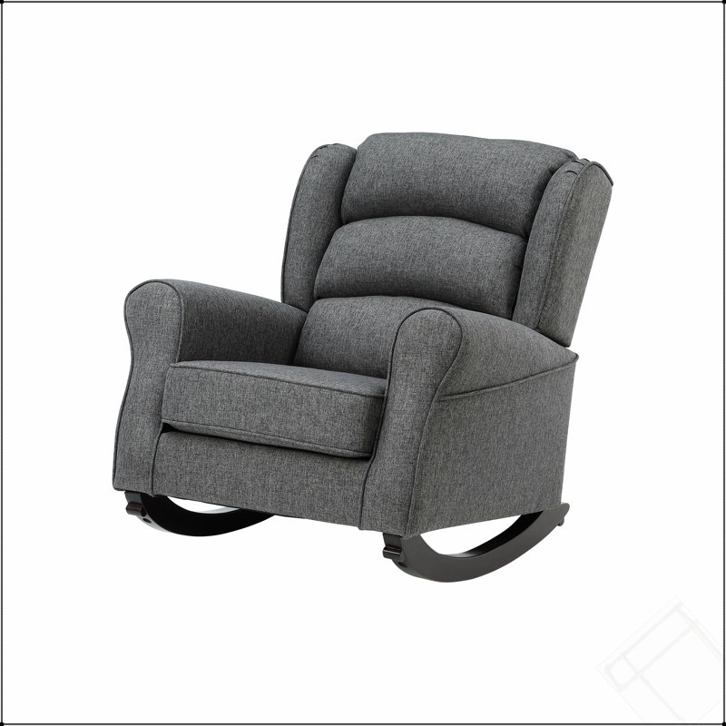 Chaise berçante grise avec accoudoirs évasés