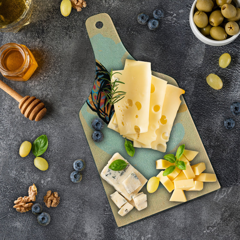Ambesonne African Tempered Glass Cutting Board Profile Multicolor