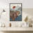 Western Wood Effect Landscape " Western Decor Longhorn Cow Portrait Animals Wildlife Mountain Range Artwork Modern Art Landscape "-94585791-94585792