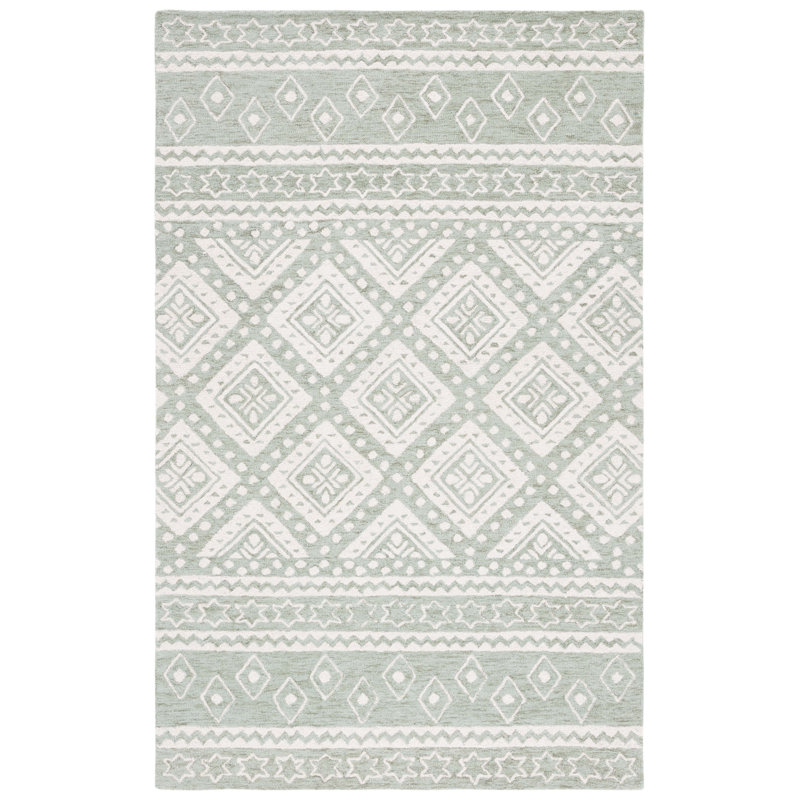 Micro-Loop Hand Tufted Wool & Cotton Geometric Rug, Rectangle 3' x 5'