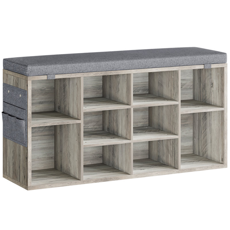 Banc de rangement pour chaussures avec coussin, étagère à chaussures avec tablette réglable à 3 niveaux pour l'entrée, salon