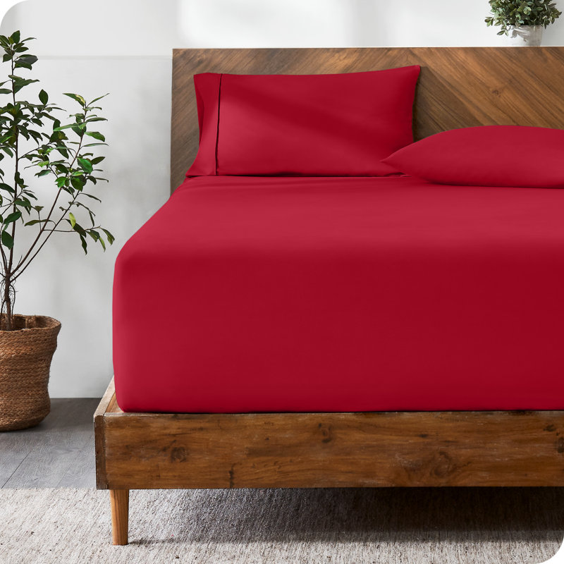 Extra Deep Microfiber Fitted Sheet, King Fitted Sheet, Red