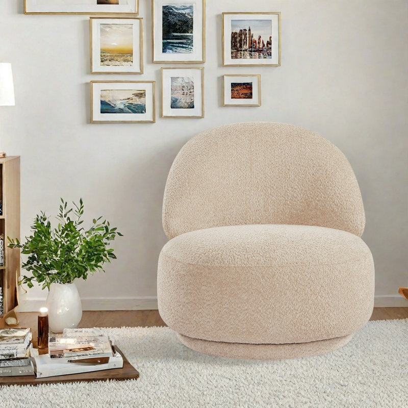 Fauteuil demi-tonneau pivotant à 360 °, Tissu beige