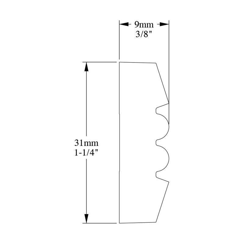 Rail de chaise en polyuréthane haute densité apprêté blanc P 3/8 po x l 1-3 / 16 po x L 78-3 / 4 po, 1 Pack