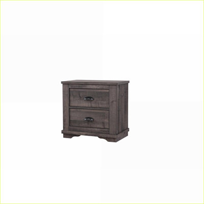 Rangement pour chambre de chevet contemporain à deux tiroirs en bois gris rustique