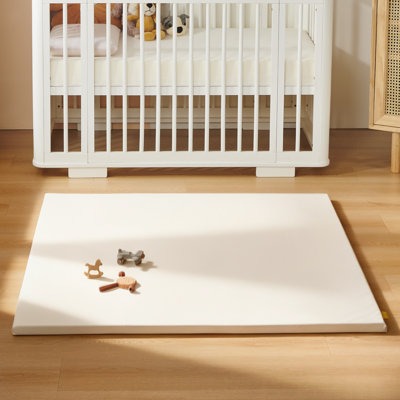 Baby Mat for Floor, Hypoallergenic Vegan Leather Cover Foam Play Mat for 50x50 Playpen, Easy to Wipe Clean & Waterproof, Thick Playmat for Infants and Toddlers