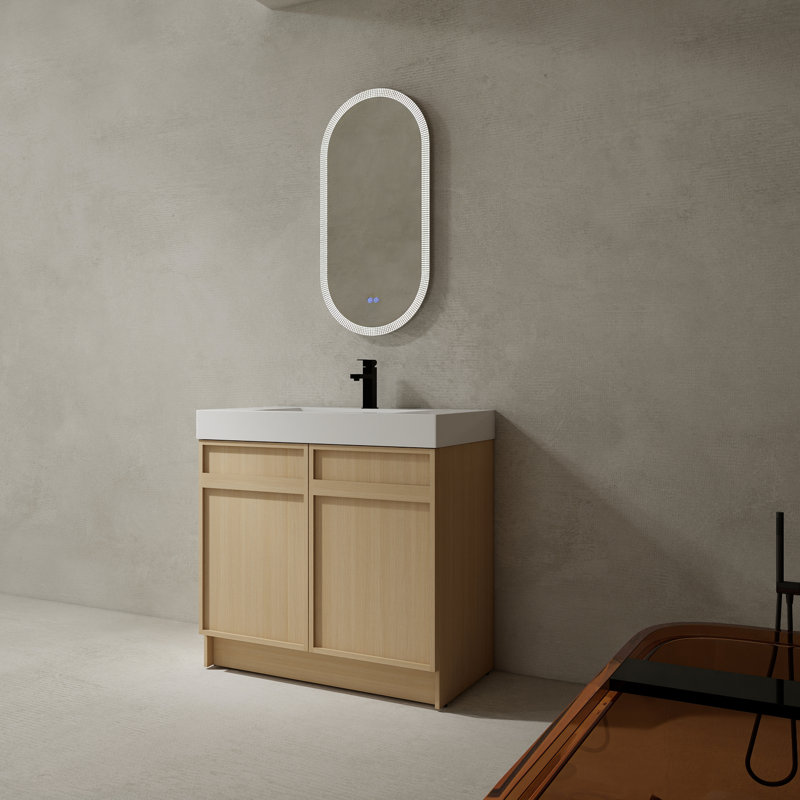 Meuble-lavabo autoportant avec lavabo en résine