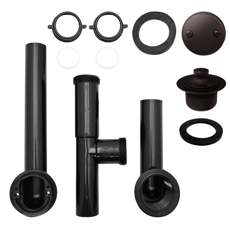 Tubular Twist and Close Bath Waste Leg Tub Drain with Overflow, Oil Rubbed Bronze