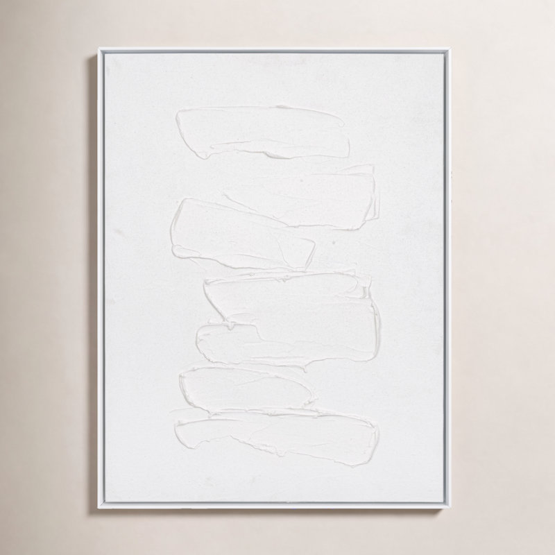 Peinture abstraite Adriana, H 48 po x l 36 po, Blanc / Blanc