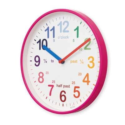 Acctim Wickford Kids Teaching Wall Clock Quartz Rainbow Dial Quarter Markers 20cm