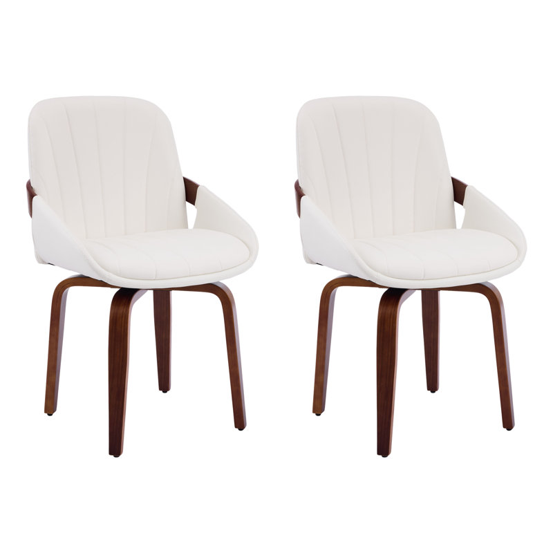 Chaises de salle à manger pivotantes, fauteuils rembourrés en similicuir avec rotation à 360 °, chaise moderne Mid-Century avec pieds en bois massif pour la cuisine, la salle à manger et le salon