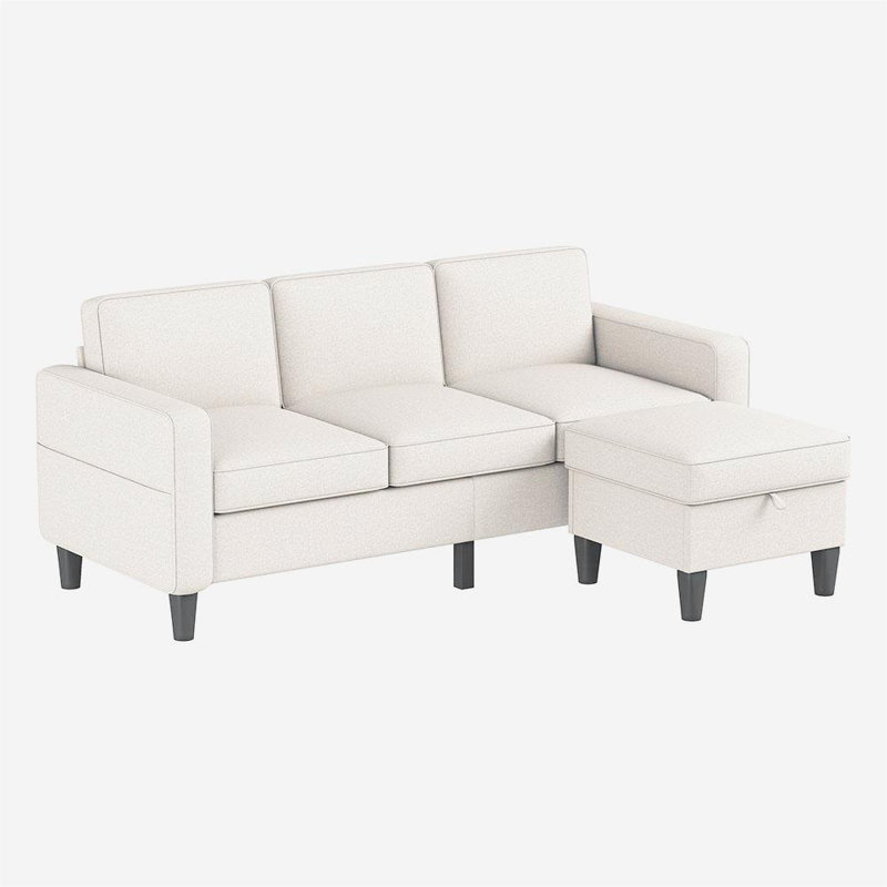 Sofas for families, apartments, dorms, bonus rooms, compact Spaces with lounge lounges, Beige Linen Blend