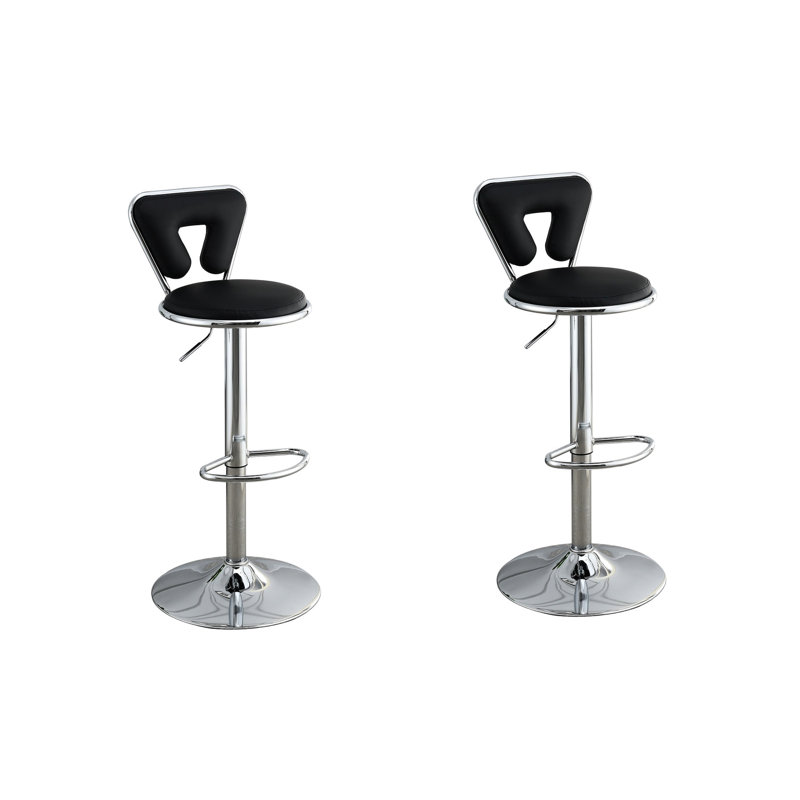 De 2 tabourets réglables modernes - similicuir noir avec hauteur de barre de base, cuir
