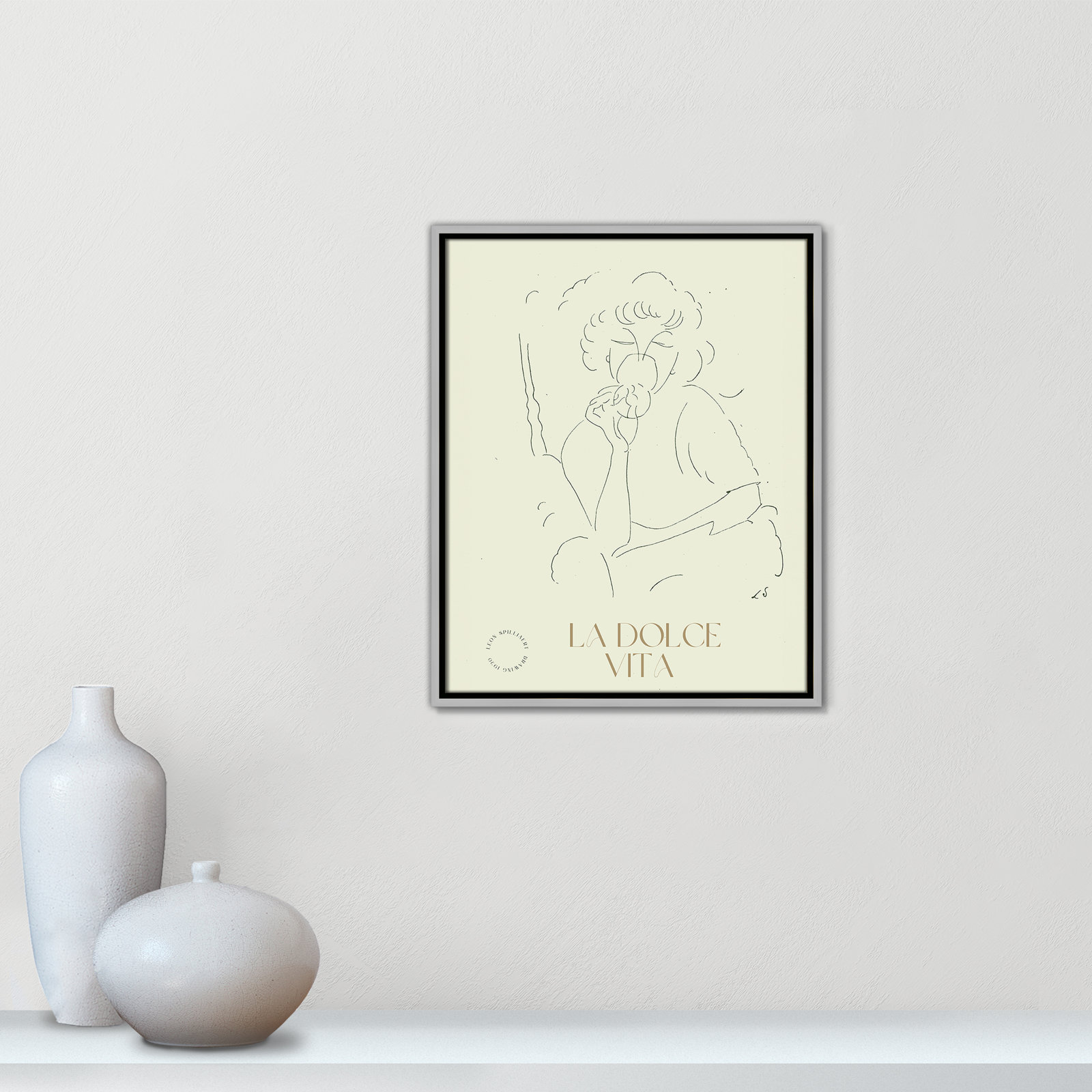 Dottie "La Dolce Vita" Print, 21.5" H x 17.5" W, Silver