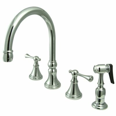 Deck Mount Double Handle Widespread Kitchen Faucet with Buckingham Lever Handle -  Elements of Design, ES2791BLBS