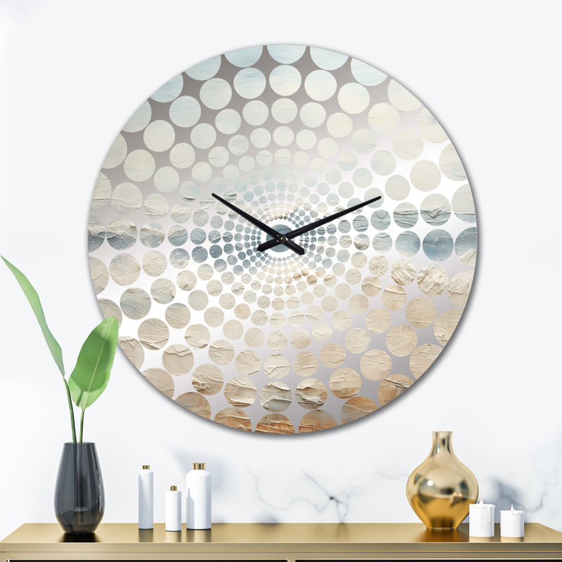 Horloge murale moderne bord de mer beige et gris, Très grand