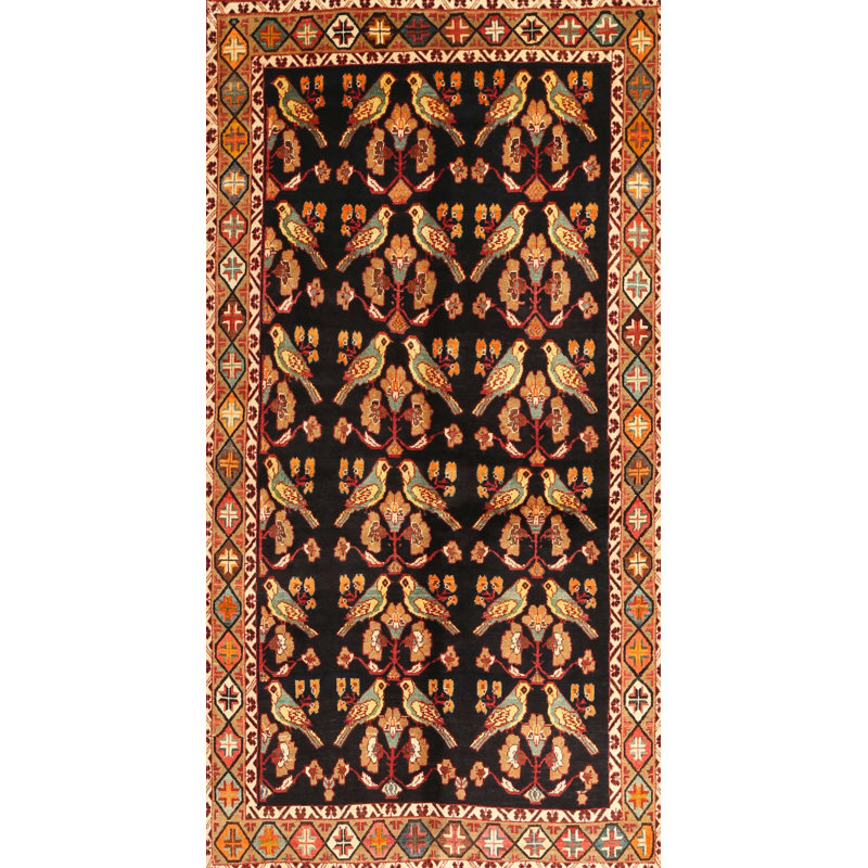 Tapis en laine beige / rouge, Rectangle 7 pi x 10 pi