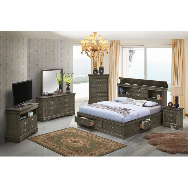 Citronelle Bookcase Storage Bed, Full, Gray