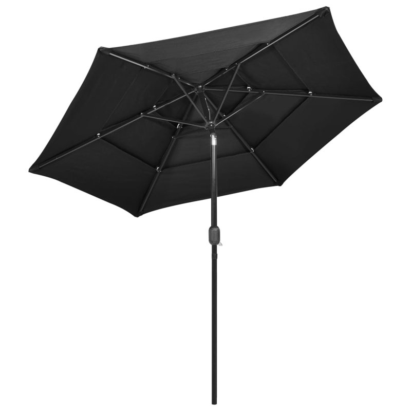  Parasol rond en aluminium thermolaqué inclinable, H 90,2 po x l 98,4 po x P 98,4 po, Anthracite