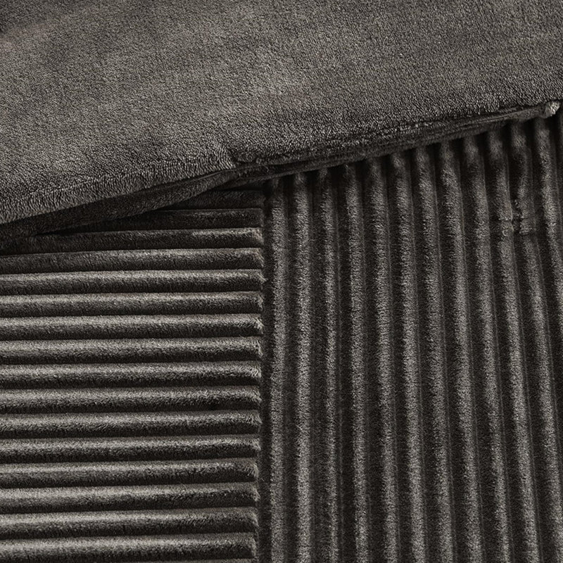 Édredon double / grand avec une alternative en duvet, conception à surface nervurée, finition inversée unie, 1 et 2 taies décoratives, lavable à la machine, alternative gris-brun, confort d'apparence, dossier pour plus de chaleur