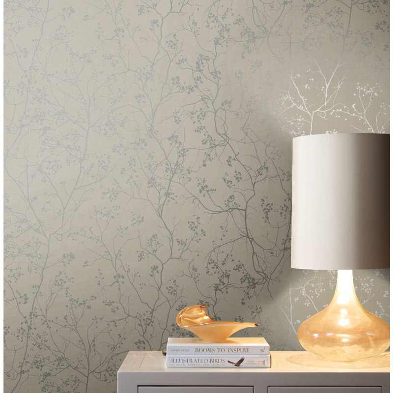 Double rouleau floral Swanson, Gris/argent