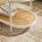 Oval White Iron Frame Paired with Changhong Glass + PVC Woven Rattan Double-layer Coffee Table -537422005