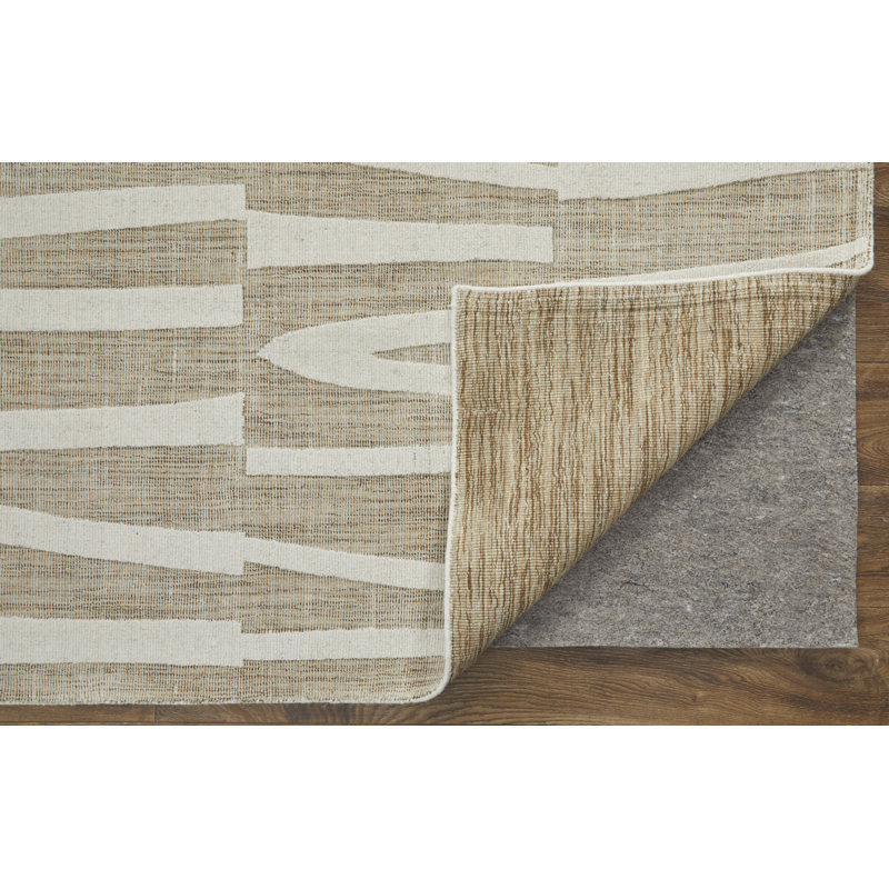 Peconic Modern Abstract, Tan/Ivory Area Rug, Rectangle 9' x 12'