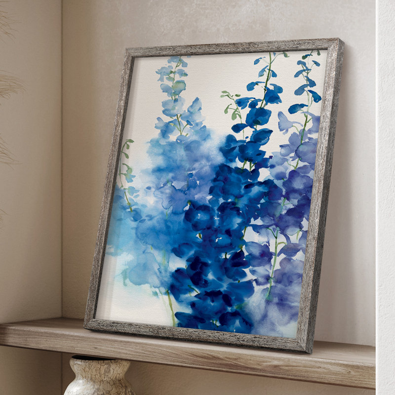 Delphinium II Framed Print - Solid Wood, 11" H x 9" W