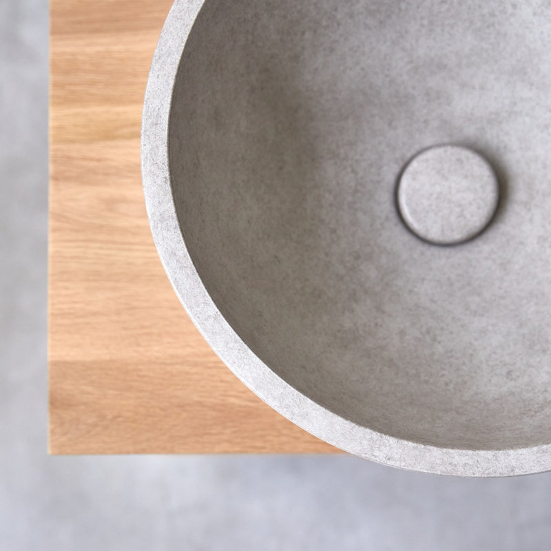 Micha Round Cream Terrazzo Bathroom Sink, Gray
