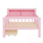 Lit de rangement simple rose avec garde-corps de sécurité, tablettes de tête de lit et 2 tiroirs sous le lit-844953192