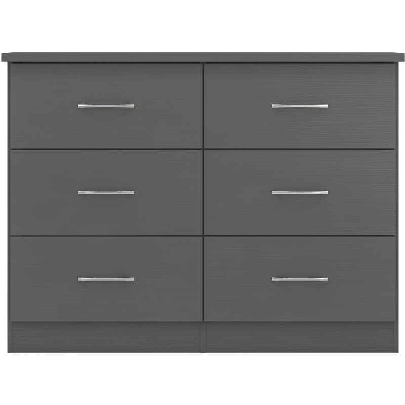 Nevada 6 Drawer Chest, 3D Effect Grey