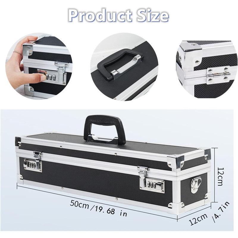 Chef’s Knife Case Aluminum Hard Case with Dual Combination Locks Cultery Carrier Portable Knife Organizer Block Holders Protectors With 8 Slots Can Hold Home Kitchen Knife Tools Up To 17.5”