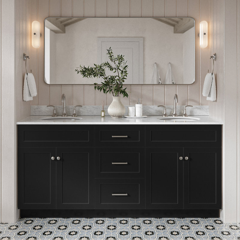 Ensemble de meuble-lavabo double 73 po Partham, Noir