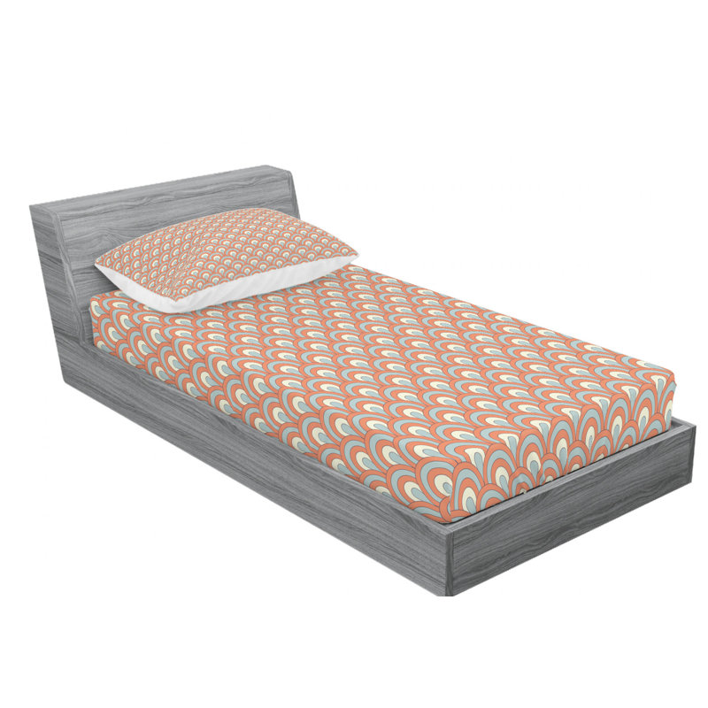 Microfiber Abstract Sheet Set, Twin Sheet Set with Fitted Sheet