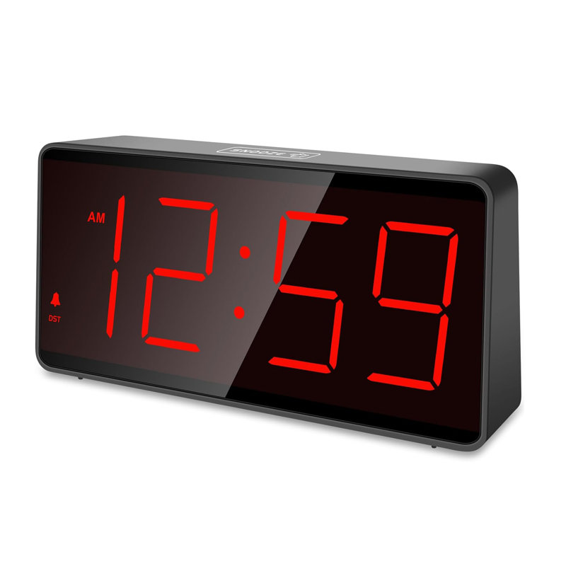 Réveil-matin numérique à piles avec chiffres rouges, Rouge