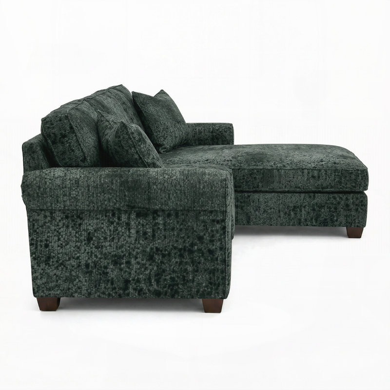Canapé modulaire en L, Antique Charcoal Green Velvet