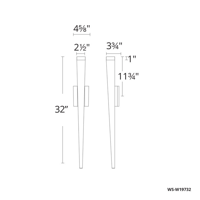 Staff 1 - Light LED Outdoor Armed Sconce, Black, 32" H x 4.625" W x 3.75" D
