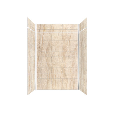 Tranoslid Prodigy Plus 60-in x 36-in x 84/12-in Shower Wall Kit, Aztec (8-in x 16-in Horizontal Tile Pattern with Stone Color)