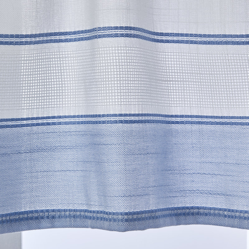 Lightweight Blue and White Polyester Rod Pocket Window Tiers